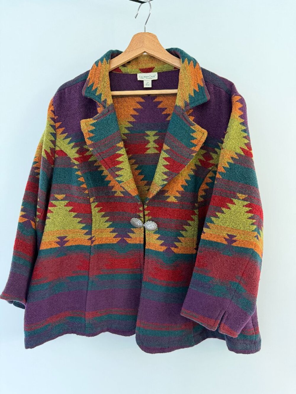 Y2K Vintage Coldwater Creek Aztec Inspired Fall Jacket 2XL Southwestern